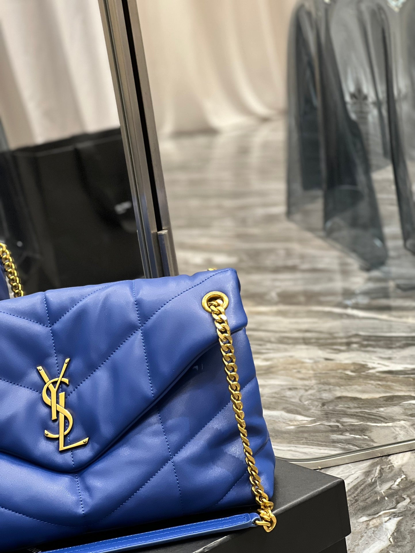 Saint Laurent Puffer Small Bag in Royal Blue Quilted Lambskin