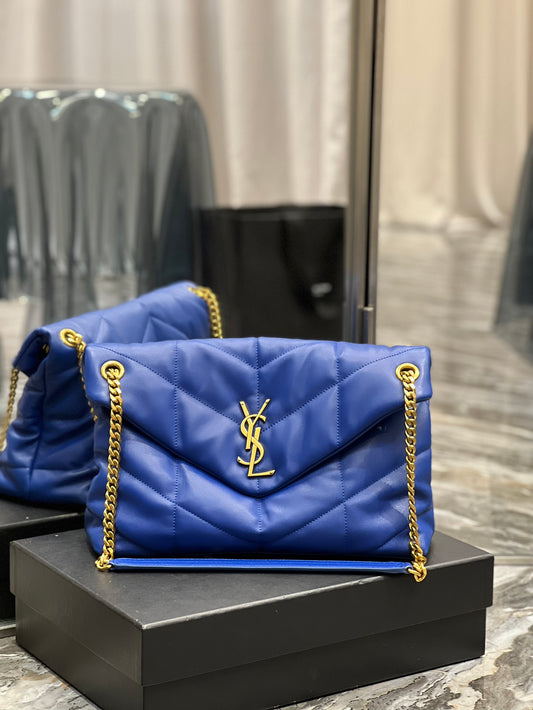 Saint Laurent Puffer Small Bag in Royal Blue Quilted Lambskin