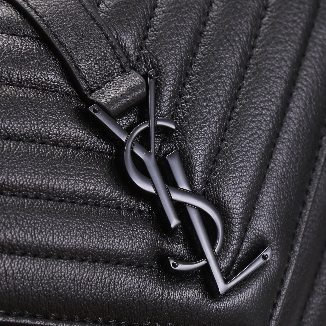 Saint Laurent Small LouLou Chain Bag in Black Quilted Matelassé Leather