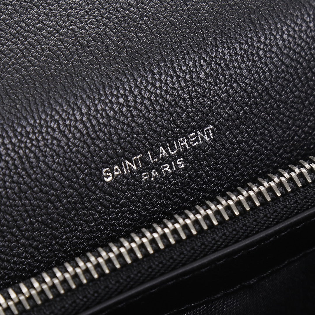 Saint Laurent Medium College Bag in Black Quilted Matelassé Leather