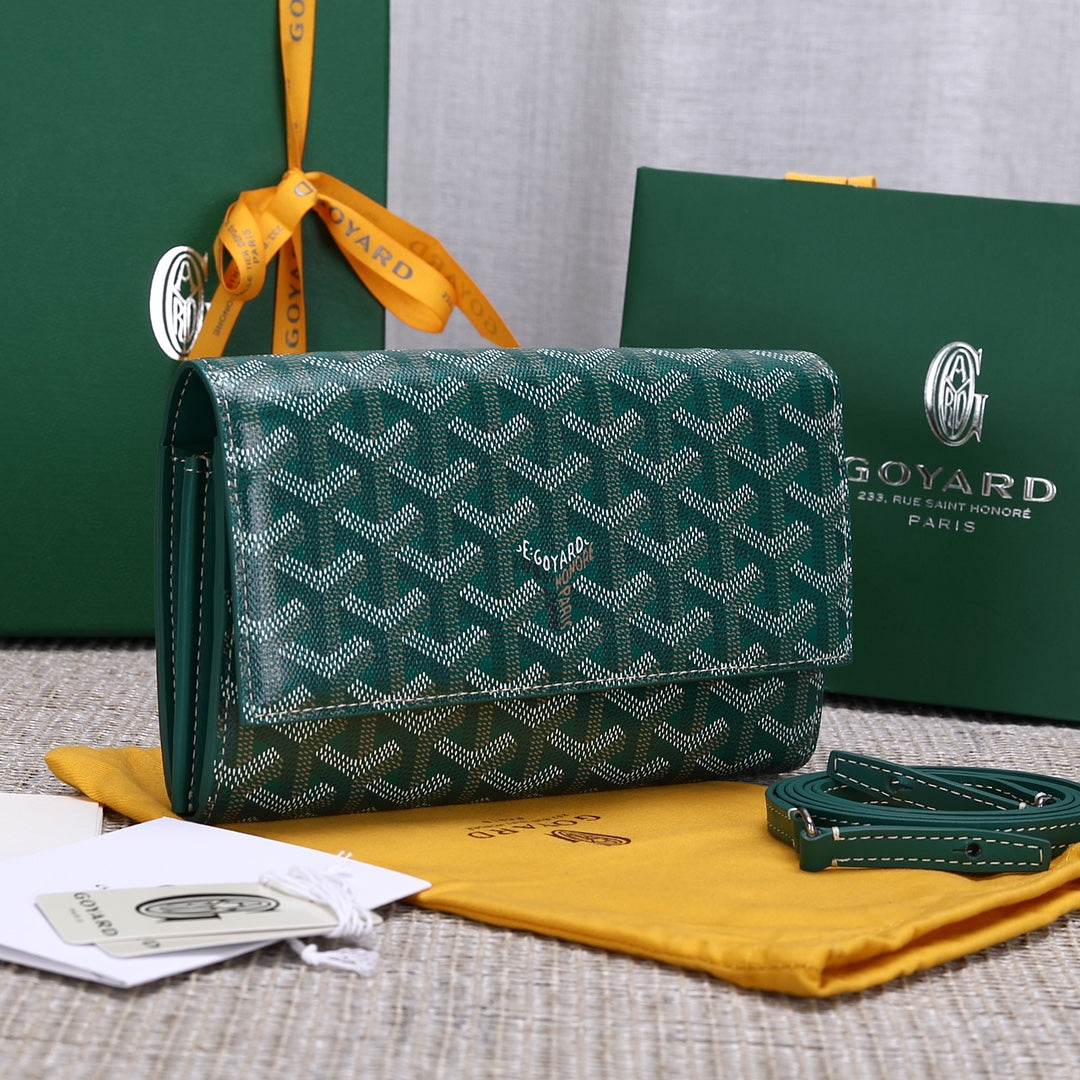 Gogy Luxury Green Chevron Print Crossbody Flap Shoulder Bag