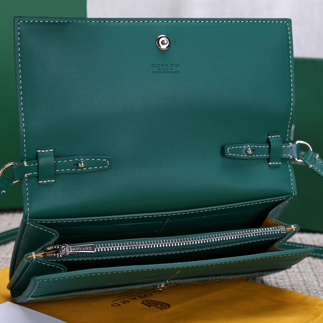 Gogy Luxury Green Chevron Print Crossbody Flap Shoulder Bag