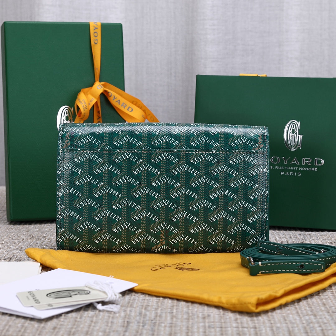 Gogy Luxury Green Chevron Print Crossbody Flap Shoulder Bag