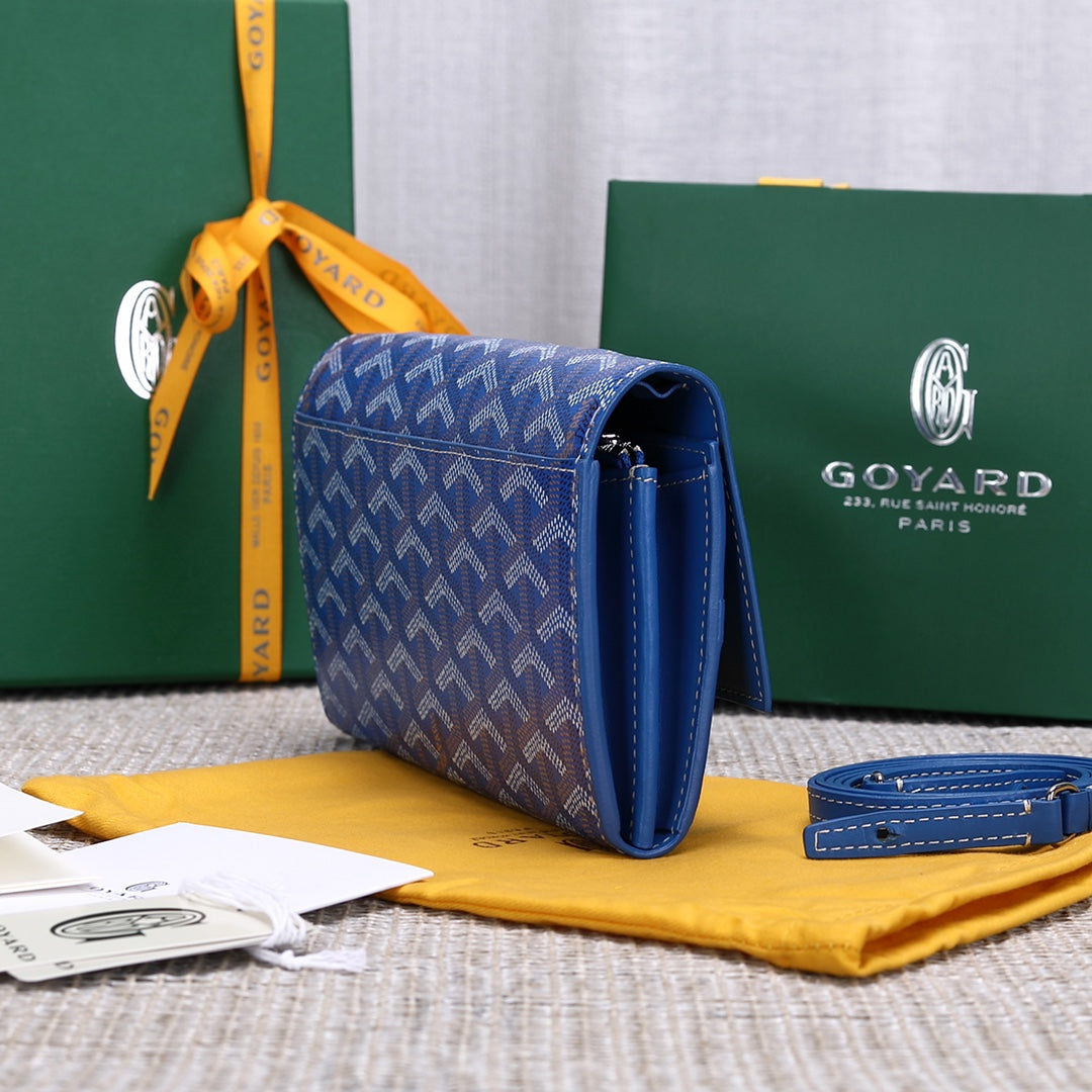 Gogy Blue Chevron Geometric Print Luxury Style Crossbody Shoulder Bag