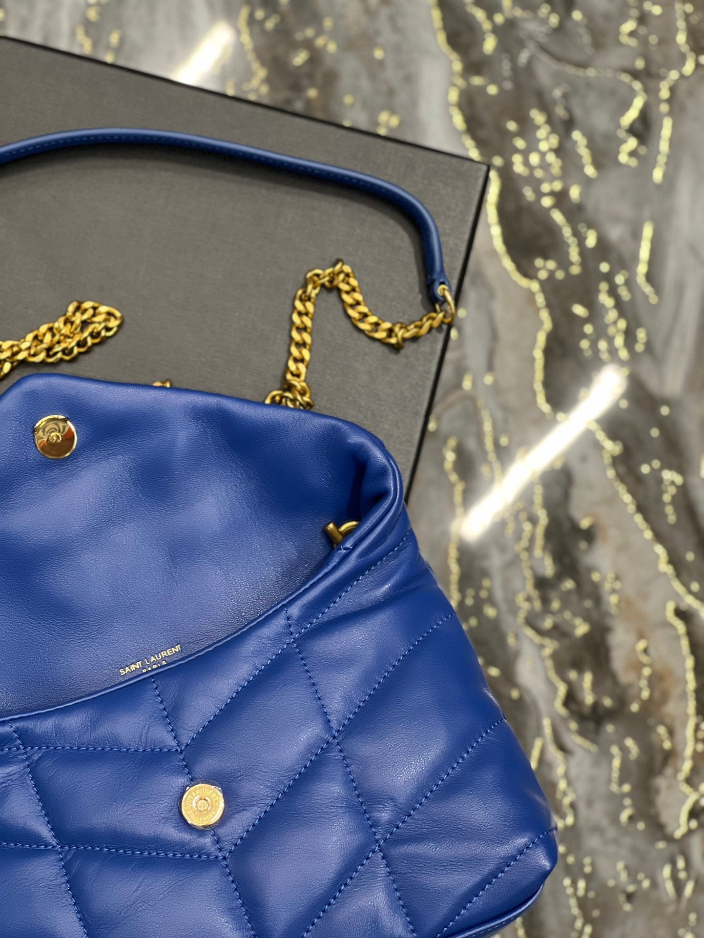 Saint Laurent Loulou Puffer Mini Bag in Quilted Lambskin Electric Blue