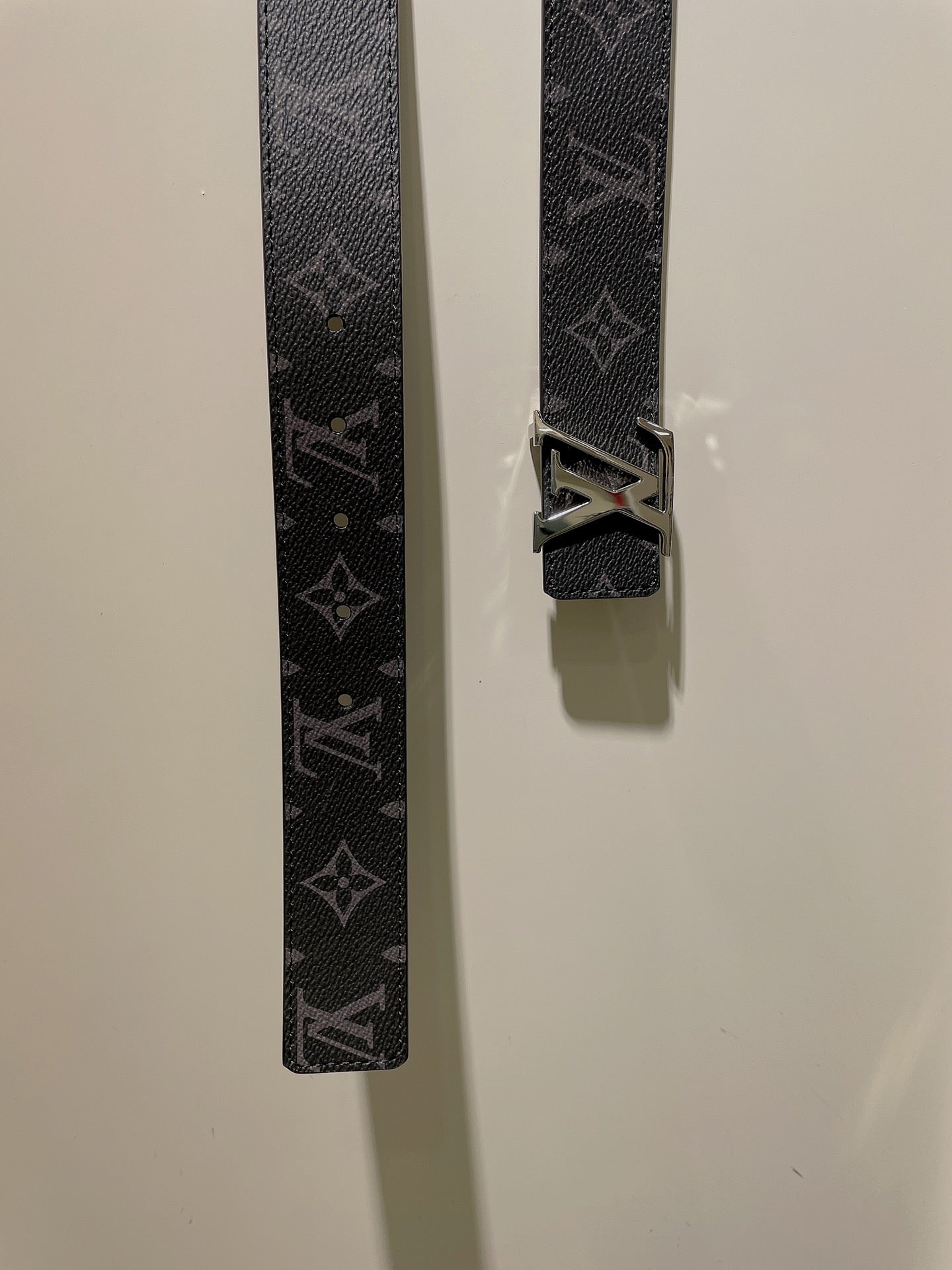 Louis Vuitton LV Initiales 40mm Belt in Monogram Eclipse Canvas, Ruthenium Buckle