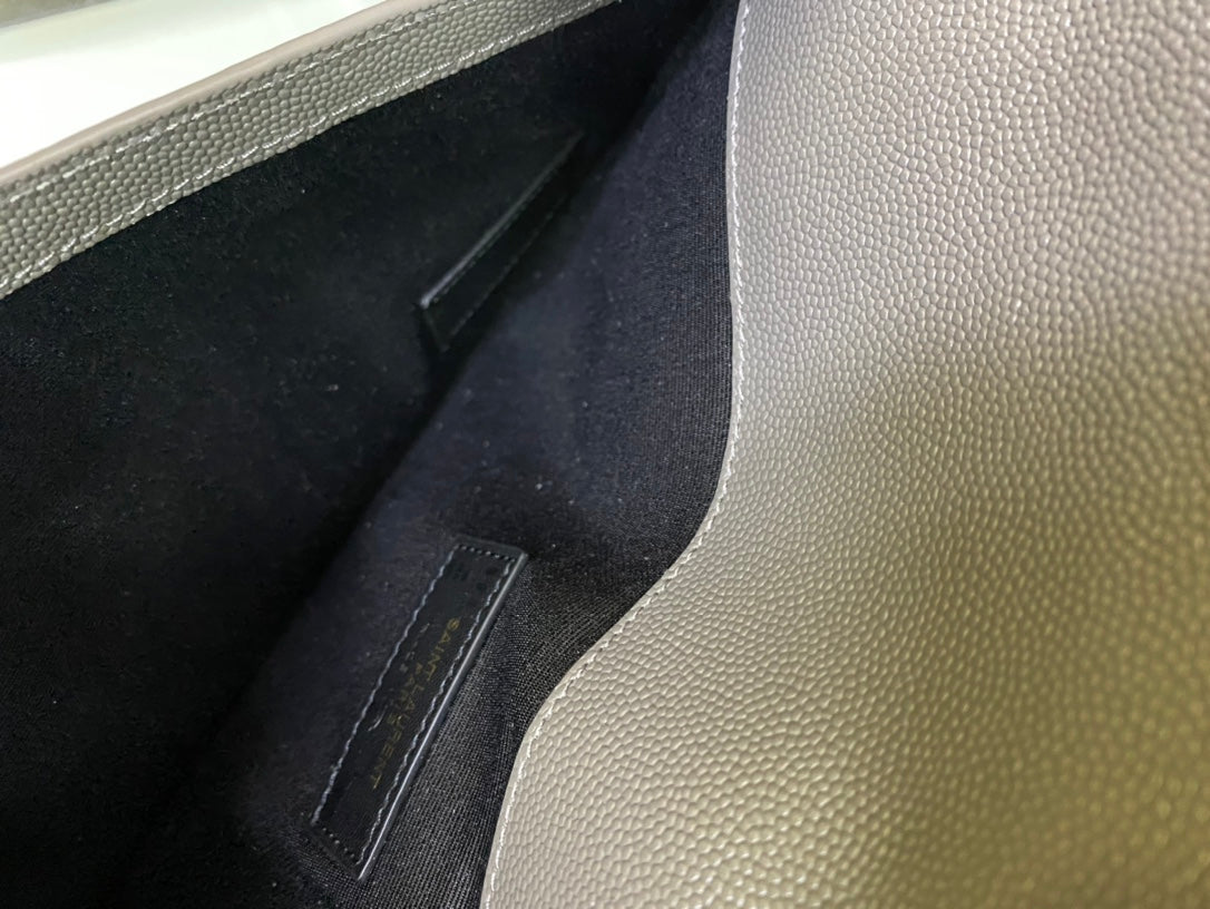 Saint Laurent Uptown Pouch in Grey Grain de Poudre Embossed Leather