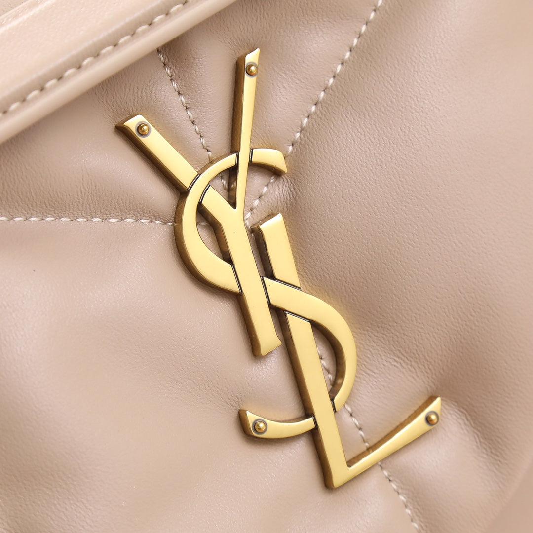 Saint Laurent Loulou Puffer Small Shoulder Bag in Quilted Lambskin - Beige