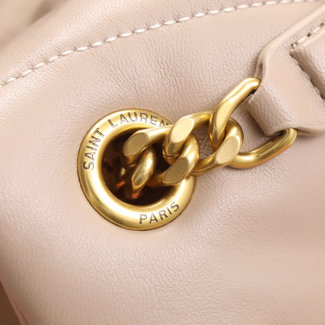 Saint Laurent Loulou Puffer Small Shoulder Bag in Quilted Lambskin - Beige