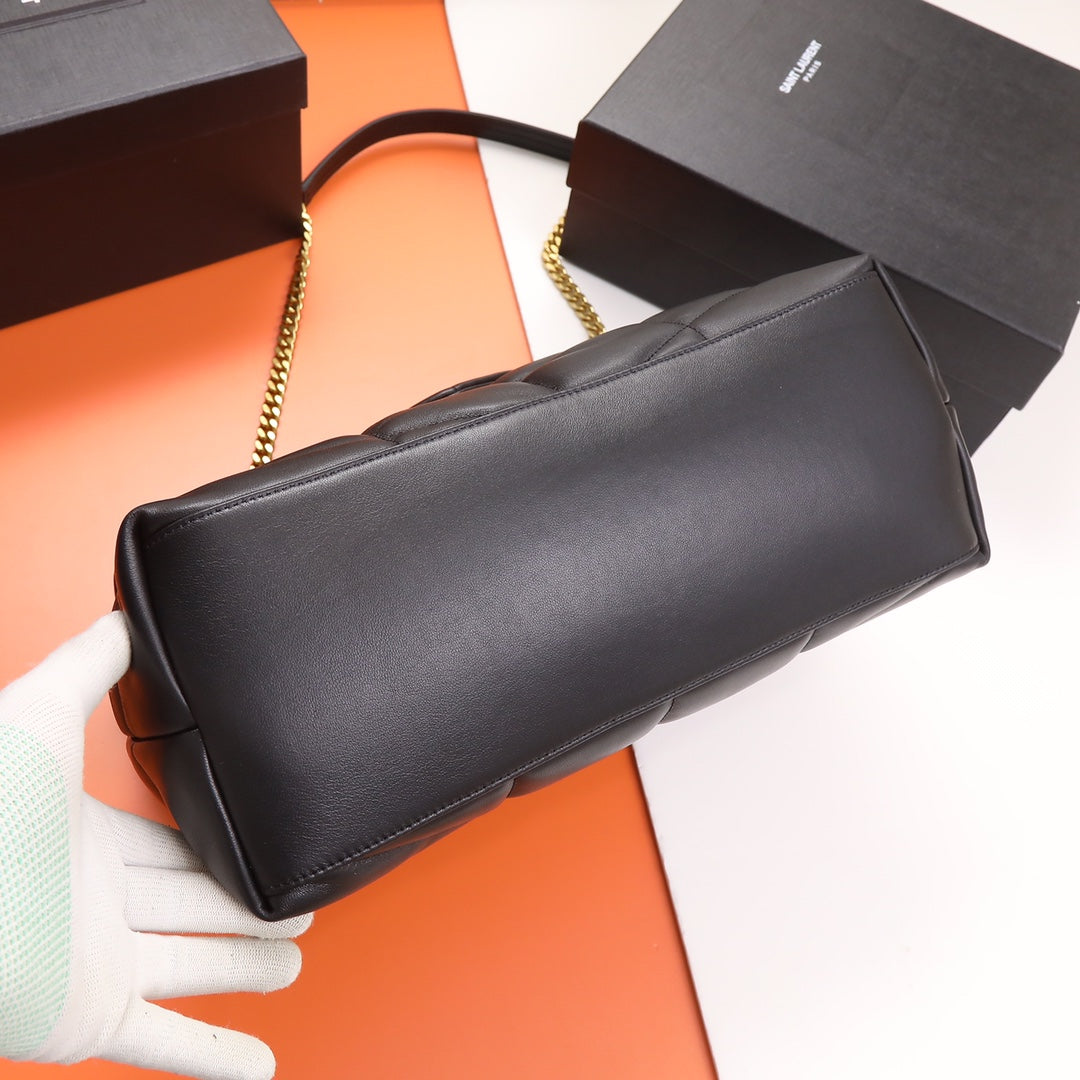 Saint Laurent Loulou Puffer Small Shoulder Bag in Black Quilted Leather