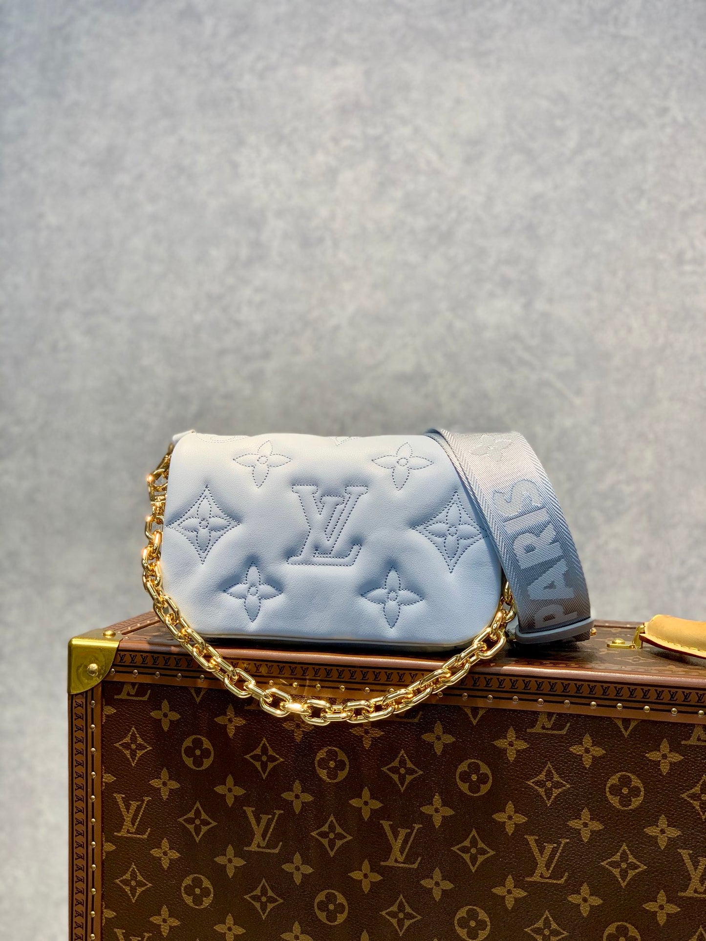 Louis Vuitton Monogram Empreinte Multi Pochette Accessoires Light Blue Crossbody Bag
