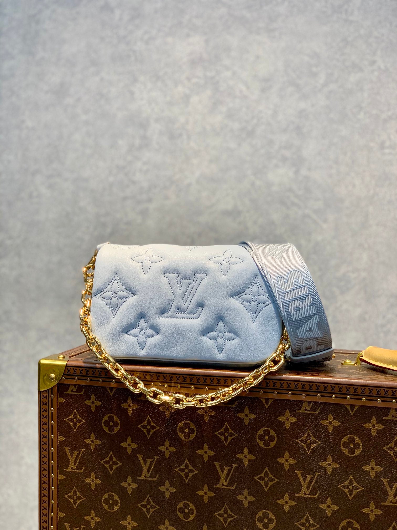 Louis Vuitton Monogram Empreinte Multi Pochette Accessoires Light Blue Crossbody Bag