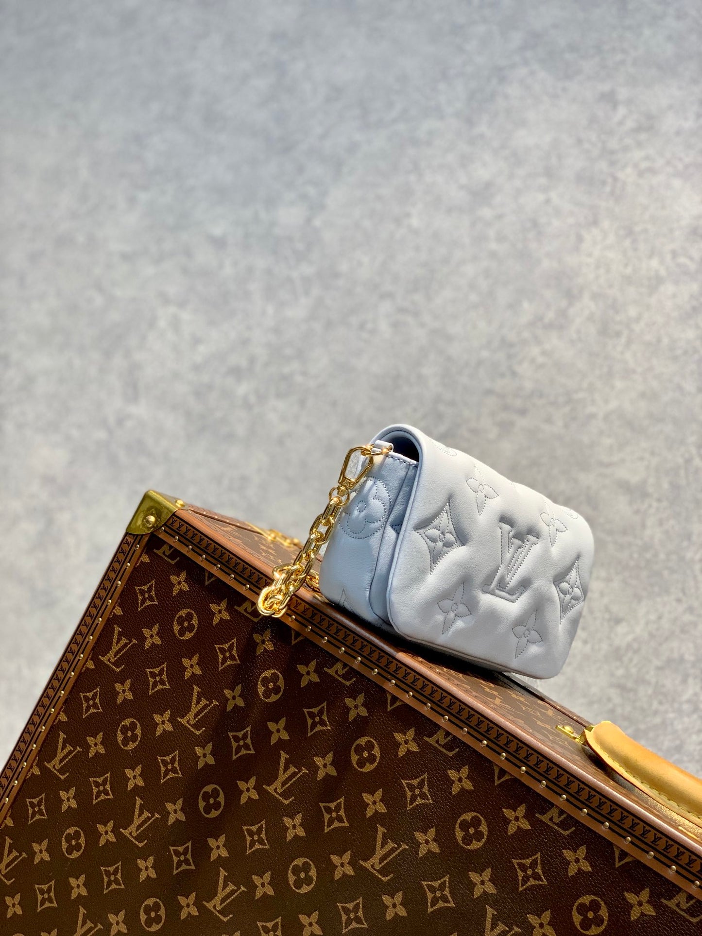 Louis Vuitton Monogram Empreinte Multi Pochette Accessoires Light Blue Crossbody Bag