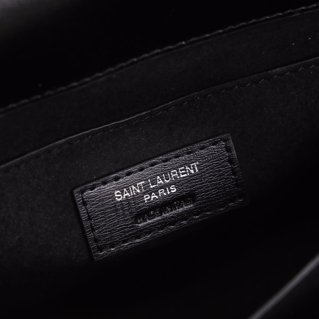Saint Laurent Sunset Medium Shoulder Bag in Black Leather with Matte Black Hardware