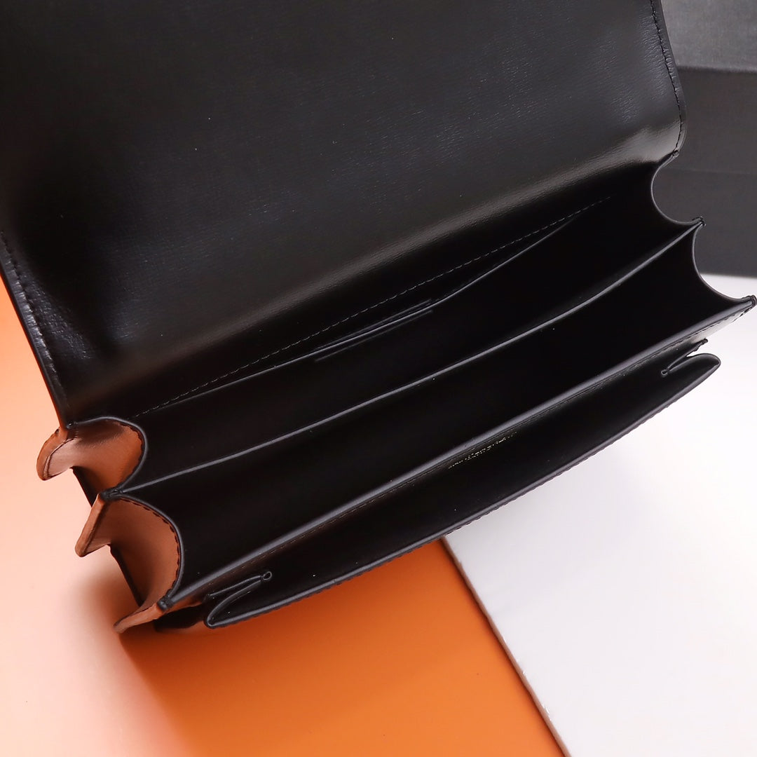 Saint Laurent Sunset Medium Chain Bag in Black Leather with Gold Hardware