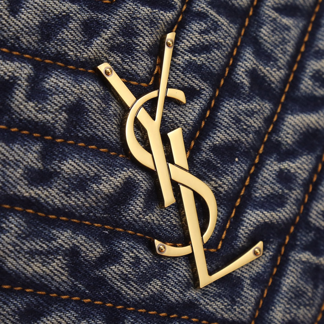 Saint Laurent Round Monogram Crossbody Bag with Gold-Tone Hardware