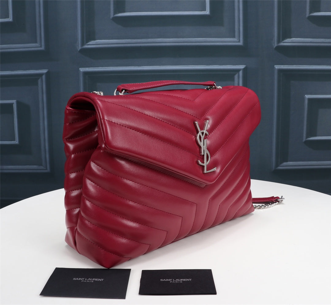 Saint Laurent Loulou Medium Red Quilted Leather Shoulder Bag