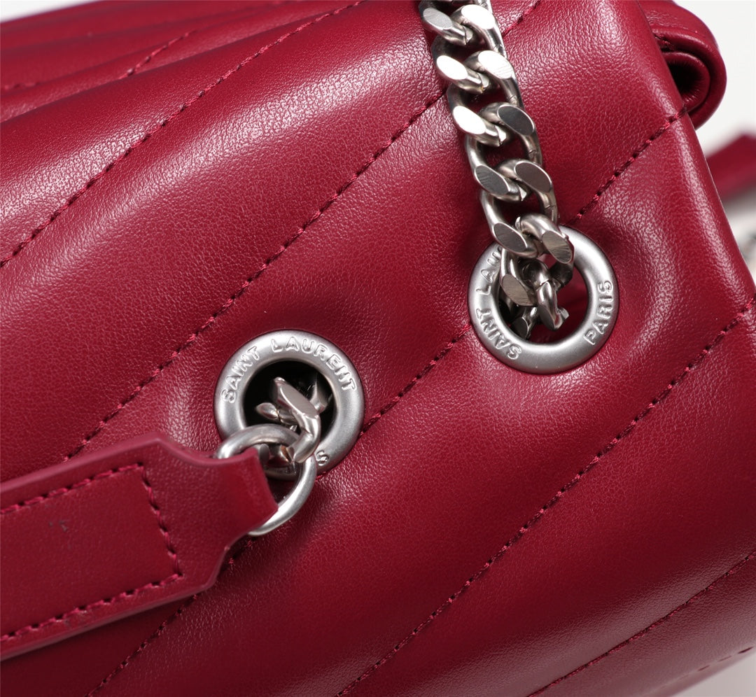 Saint Laurent Loulou Medium Red Quilted Leather Shoulder Bag