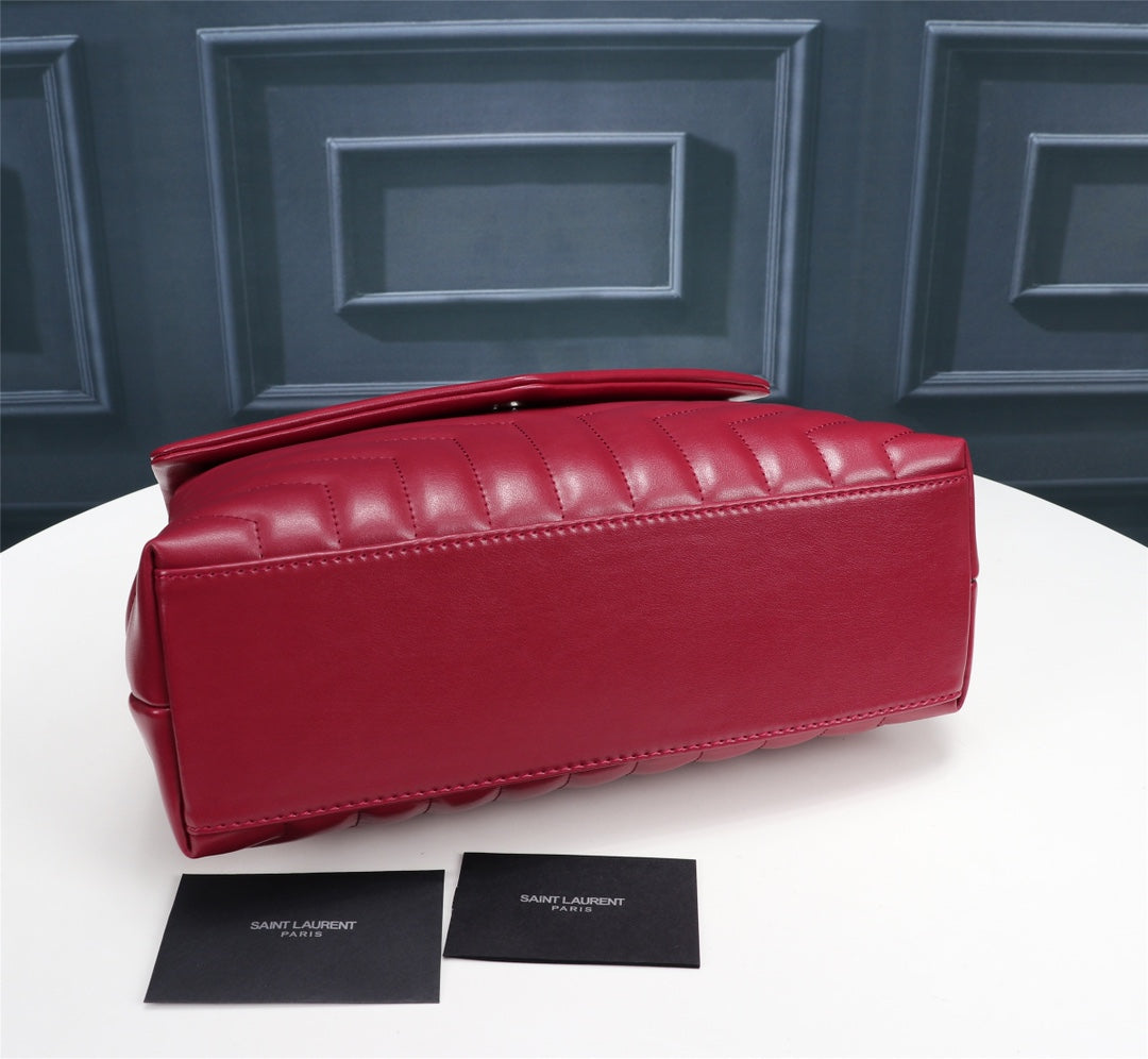 Saint Laurent Loulou Medium Red Quilted Leather Shoulder Bag