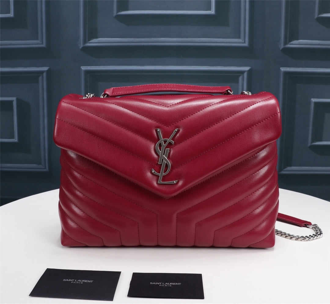 Saint Laurent Loulou Medium Red Quilted Leather Shoulder Bag