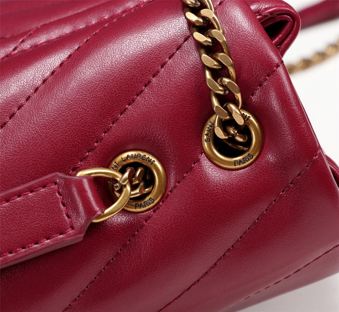 Saint Laurent Small Loulou Shoulder Bag in Quilted Leather - Burgundy