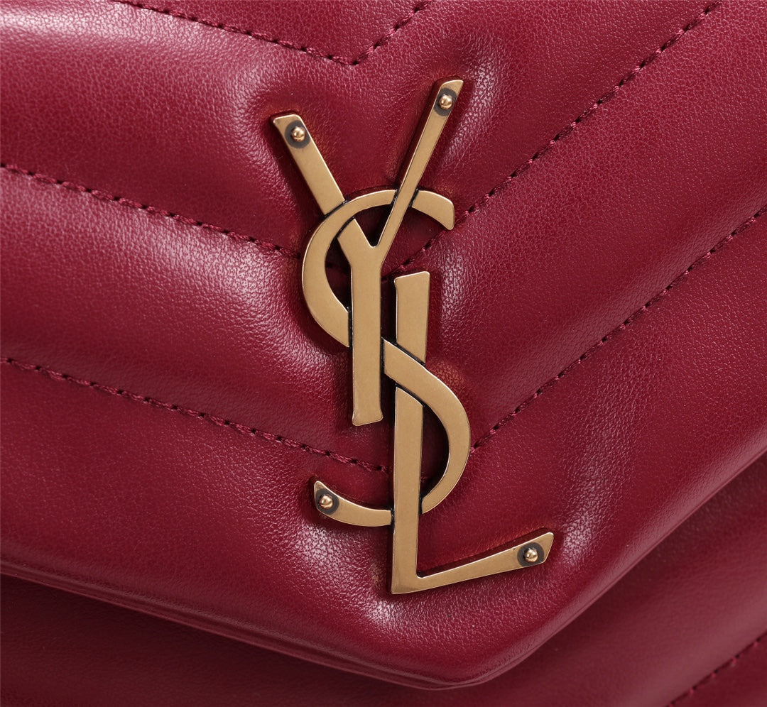 Saint Laurent Small Loulou Shoulder Bag in Quilted Leather - Burgundy