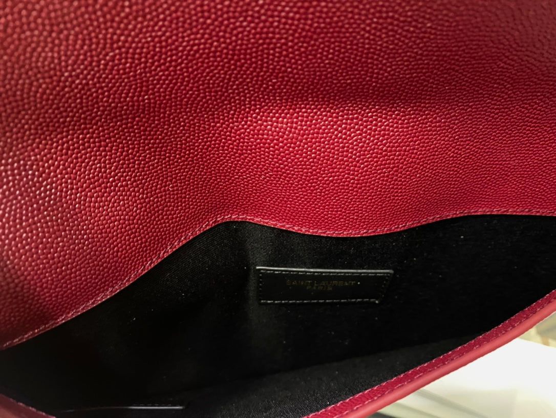 Saint Laurent Uptown Pouch in Grain de Poudre Embossed Leather - Burgundy