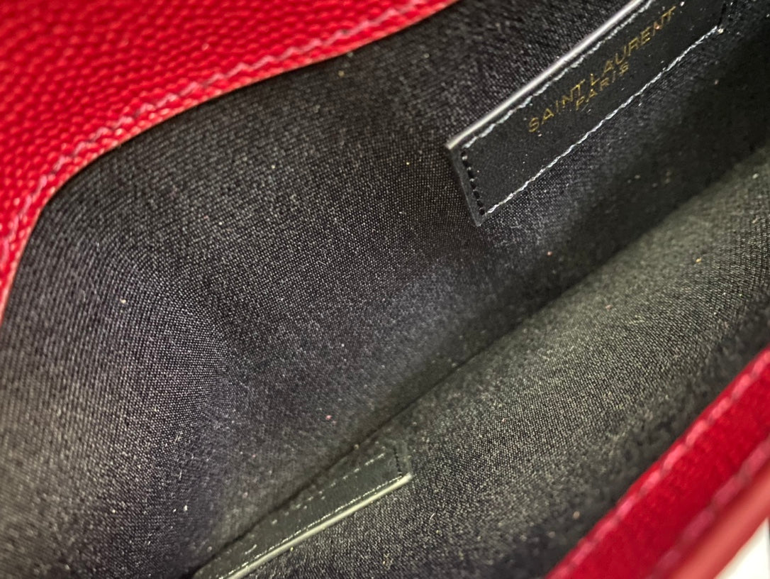 Saint Laurent Uptown Pouch in Grain de Poudre Embossed Leather - Burgundy