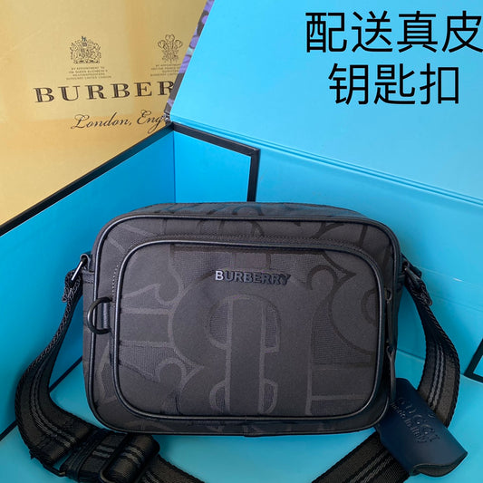 Burberry TB Monogram Jacquard Crossbody Messenger Bag - Black