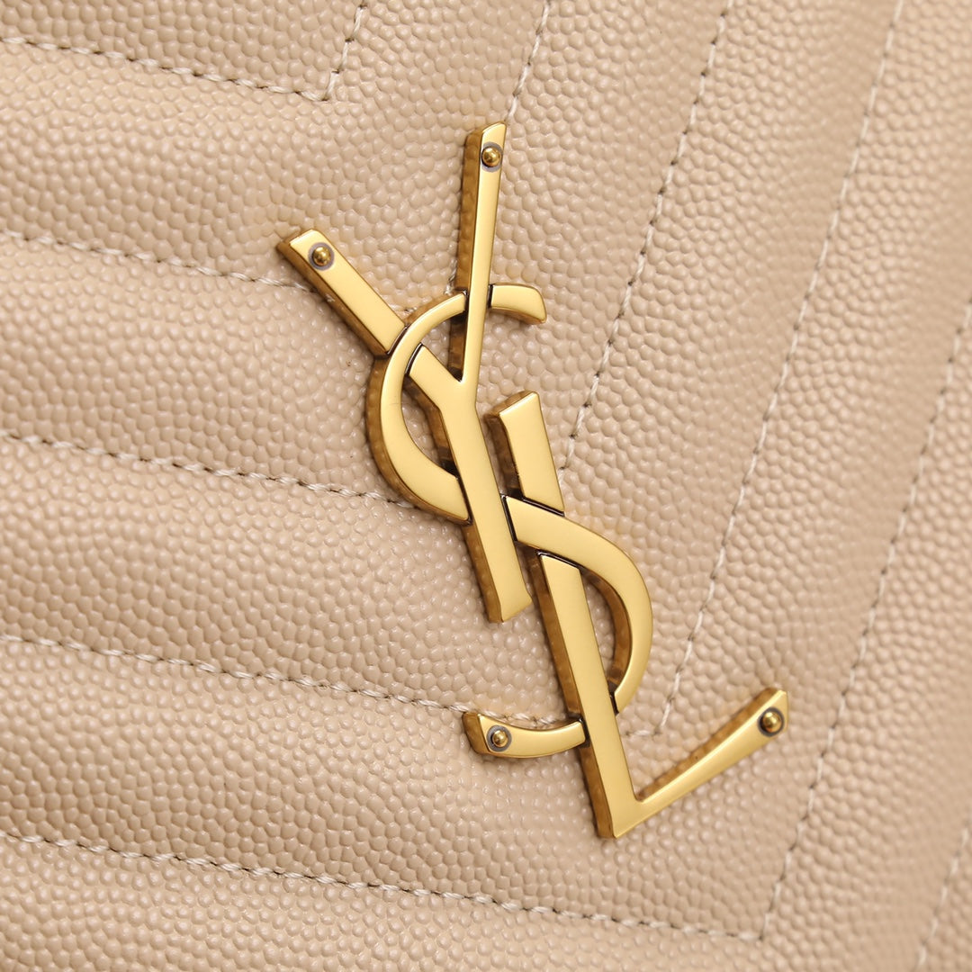 Yves Saint Laurent Vinyle Round Camera Bag in Matelassé Grain de Poudre Leather - Beige