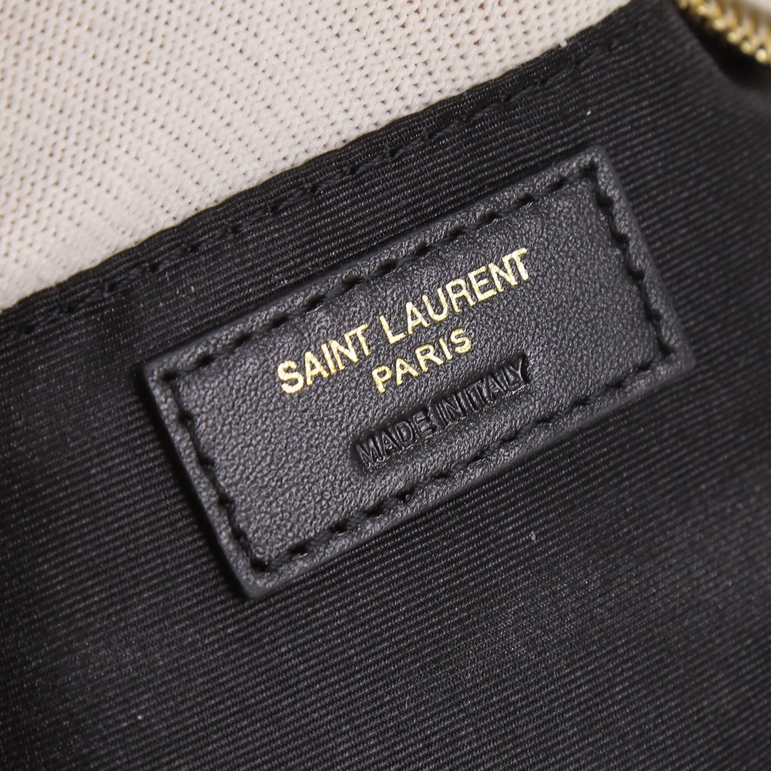 Saint Laurent Vinyle Round Quilted Leather Camera Bag - White/Gold