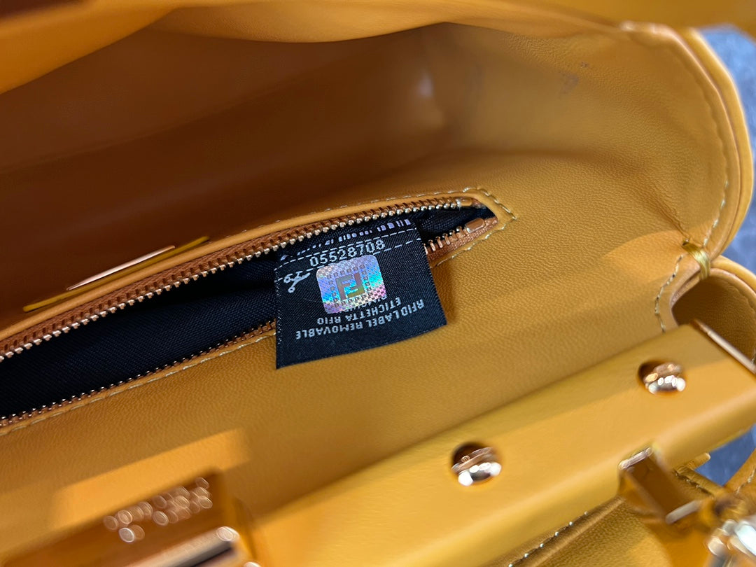 Fendi Peekaboo ISeeU Small Leather Top Handle Bag in Yellow
