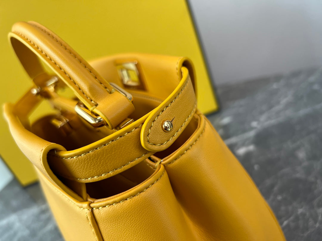 Fendi Peekaboo ISeeU Small Leather Top Handle Bag in Yellow