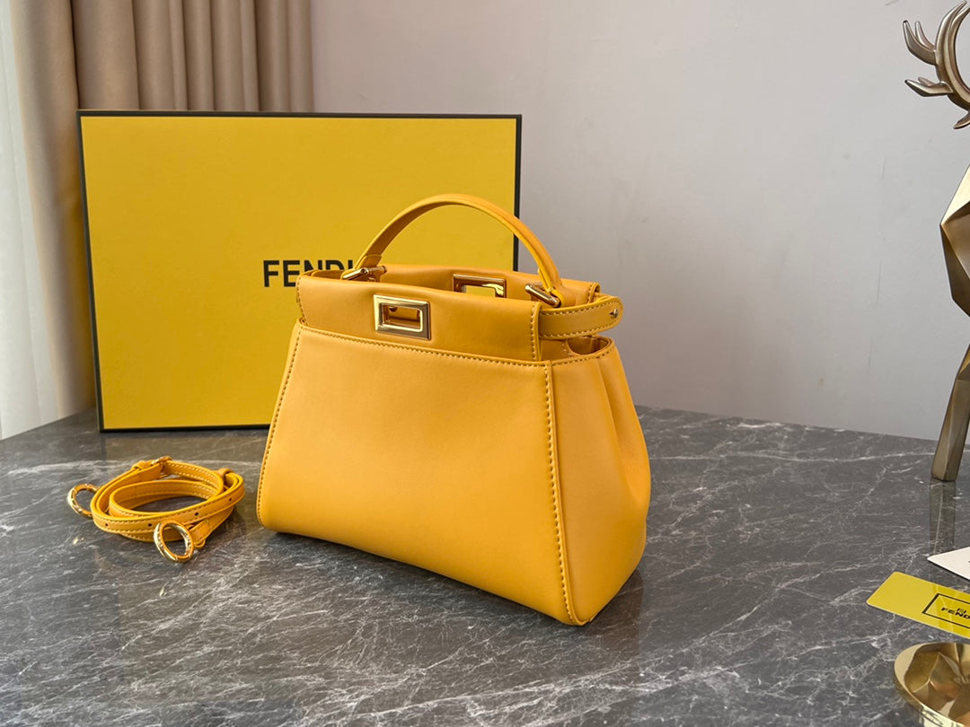 Fendi Peekaboo ISeeU Small Leather Top Handle Bag in Yellow