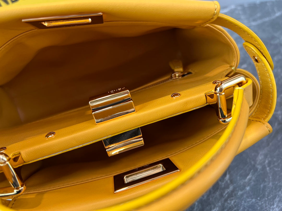 Fendi Peekaboo ISeeU Small Leather Top Handle Bag in Yellow