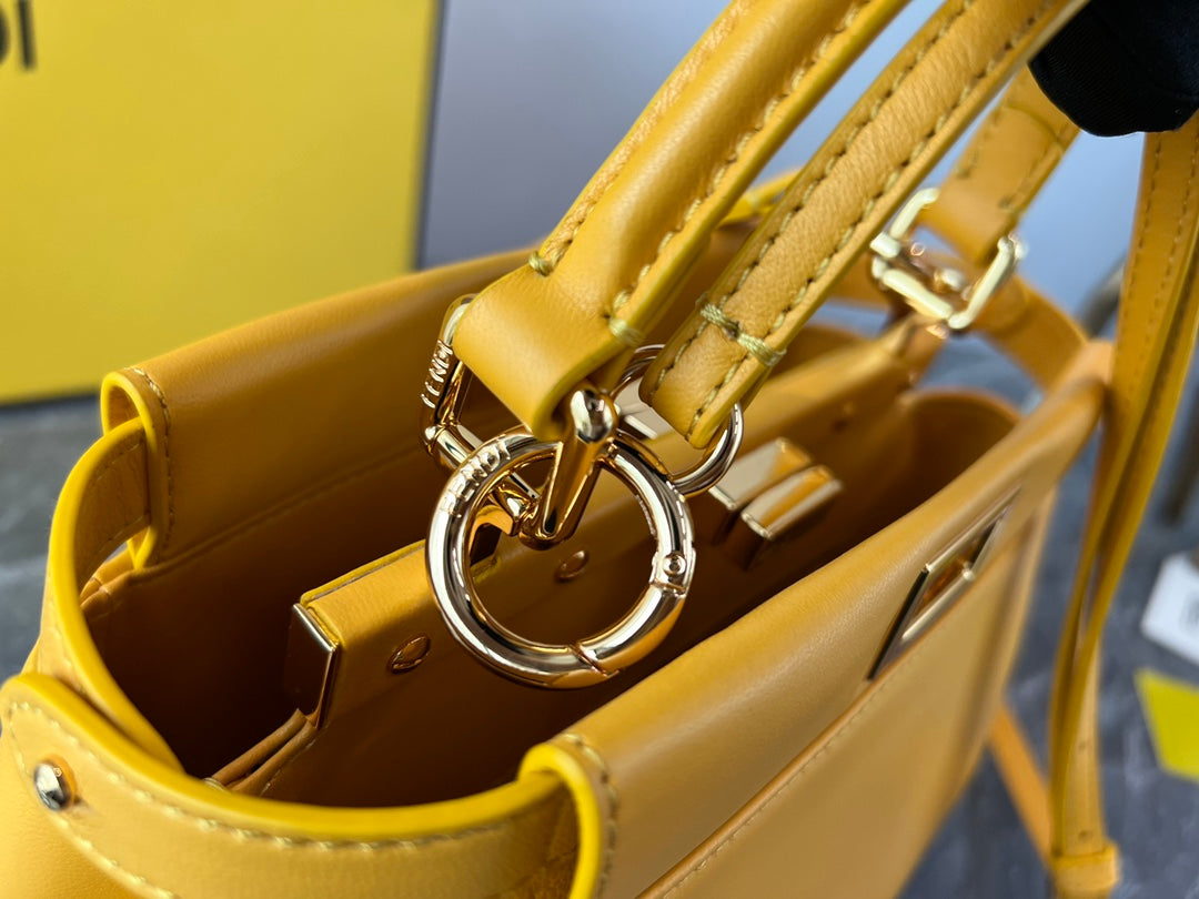 Fendi Peekaboo ISeeU Small Leather Top Handle Bag in Yellow