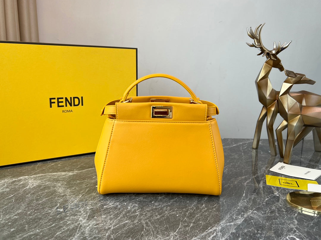 Fendi Peekaboo ISeeU Small Leather Top Handle Bag in Yellow