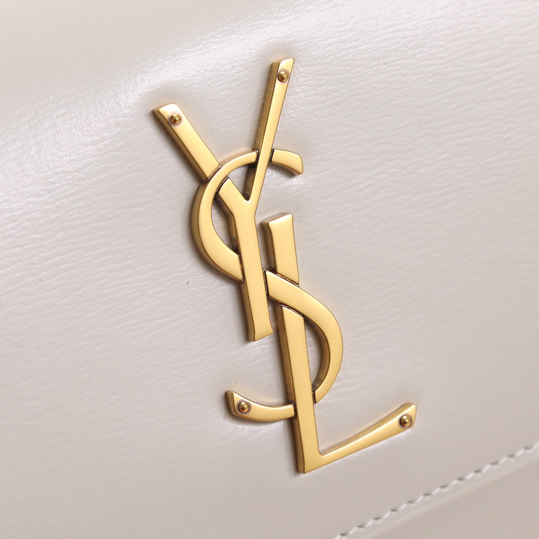Saint Laurent Sunset Medium Shoulder Bag in Smooth Leather - White