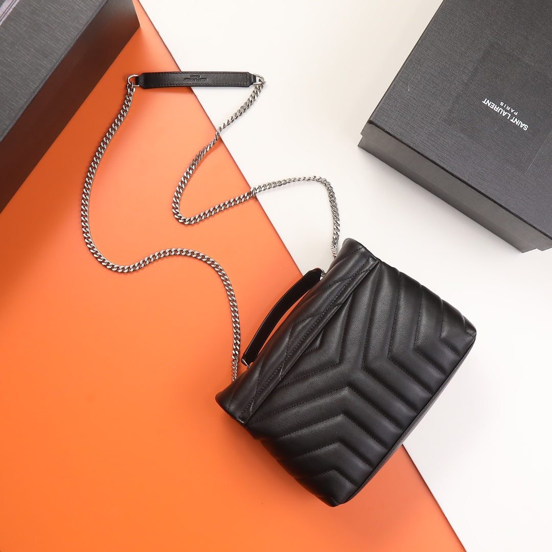 Saint Laurent Loulou Toy Bag in Quilted Leather - Black with Silver Hardware