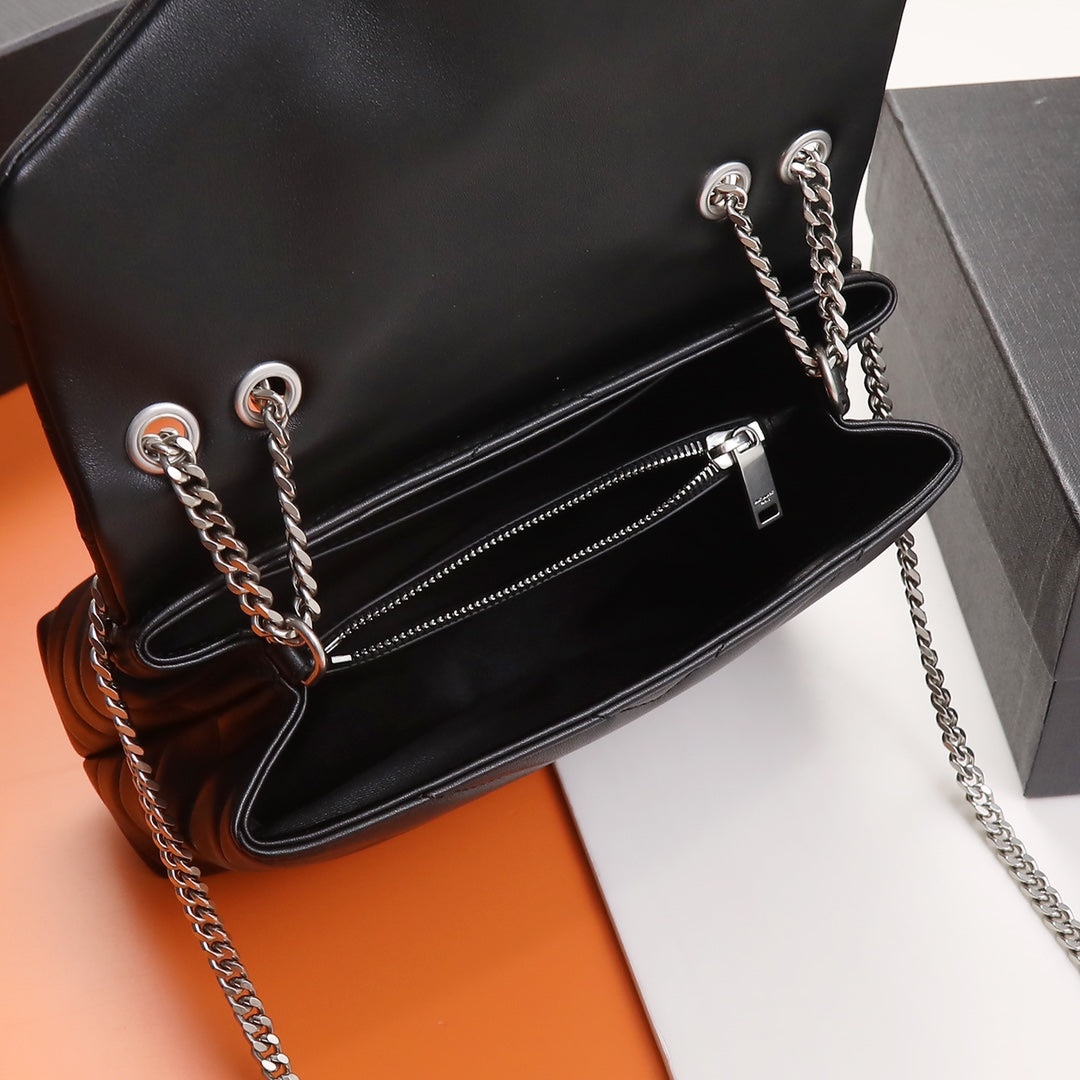 Saint Laurent Loulou Toy Bag in Quilted Leather - Black with Silver Hardware