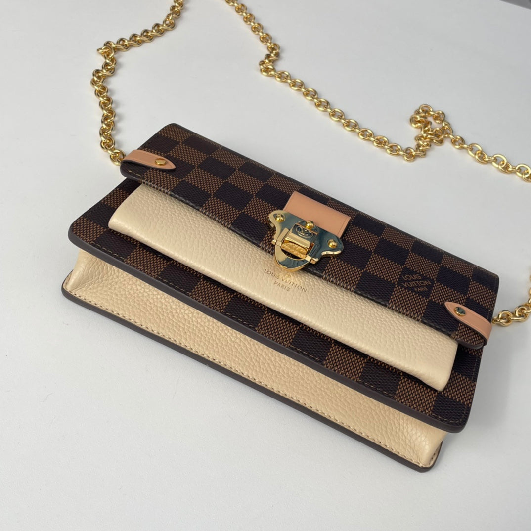 Louis Vuitton Vavin Chain Wallet Damier Ebene Canvas Crossbody Bag