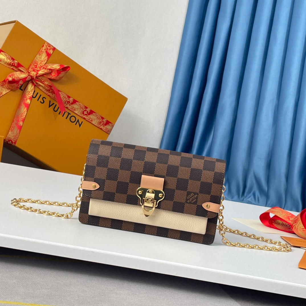 Louis Vuitton Vavin Chain Wallet Damier Ebene Canvas Crossbody Bag