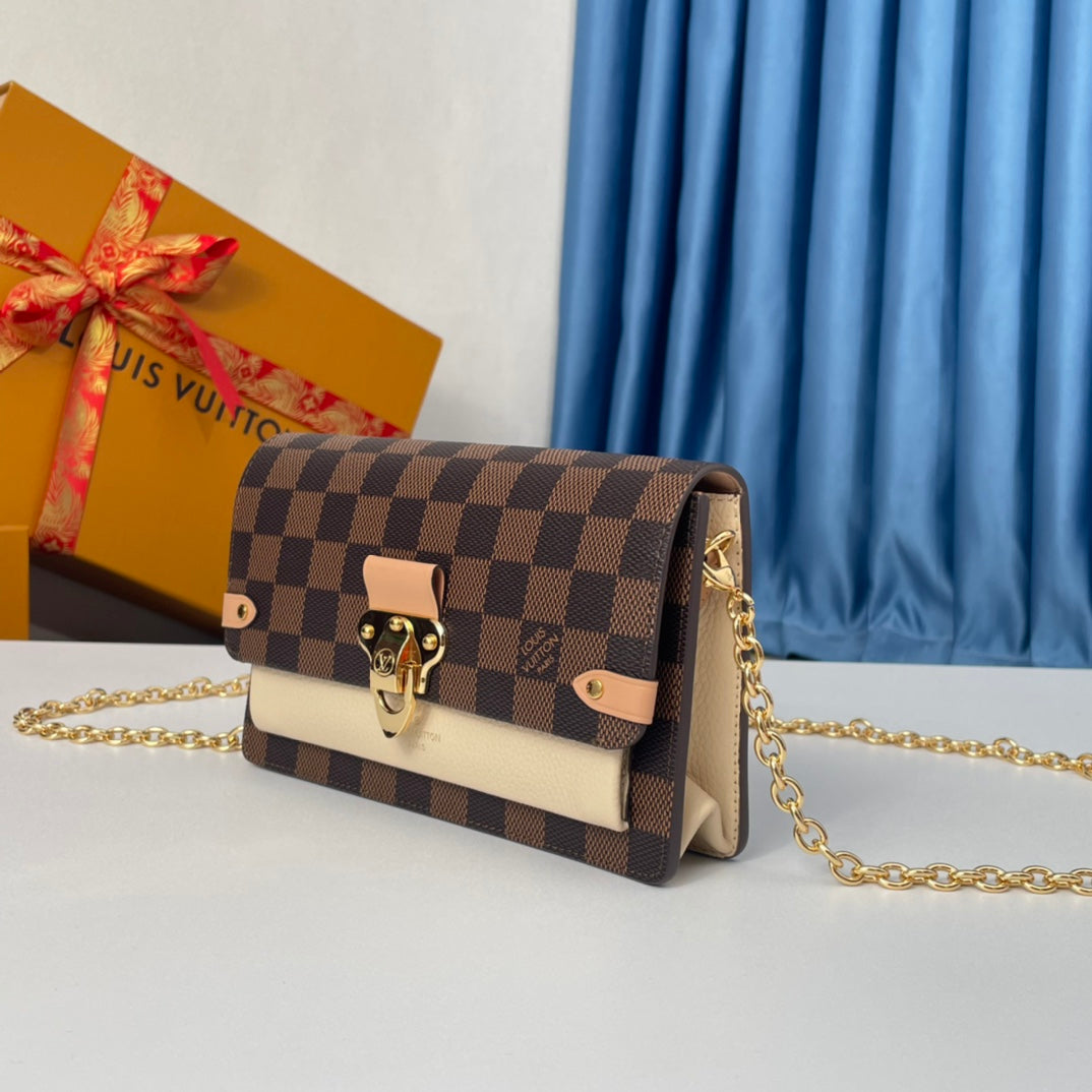Louis Vuitton Vavin Chain Wallet Damier Ebene Canvas Crossbody Bag