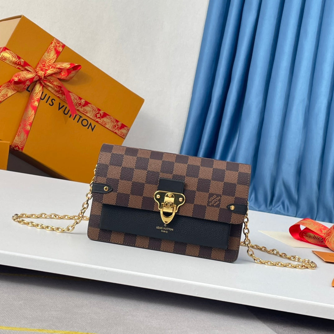 Louis Vuitton Victoire Bag Damier Ebene Canvas Shoulder Bag