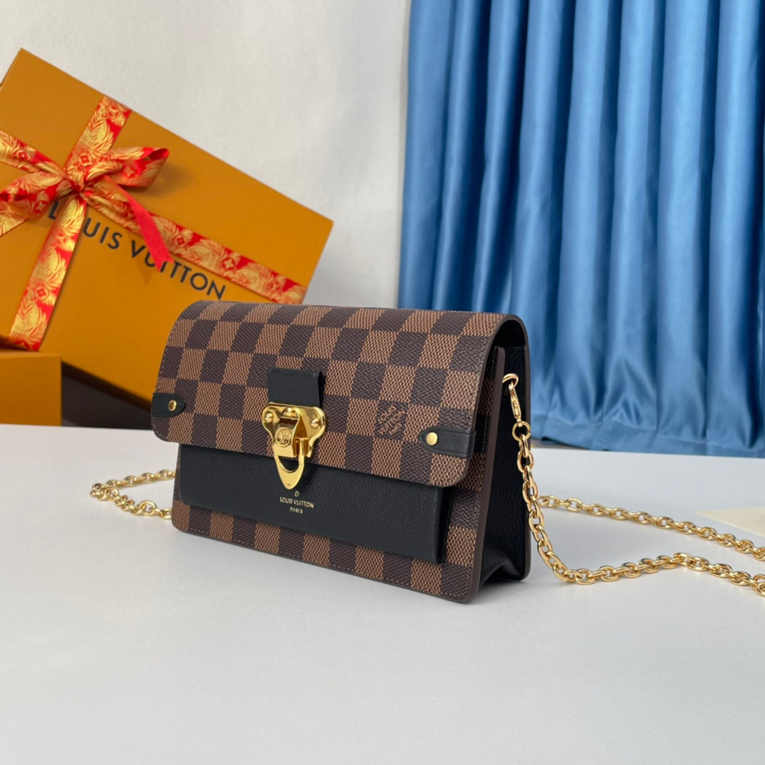 Louis Vuitton Victoire Bag Damier Ebene Canvas Shoulder Bag