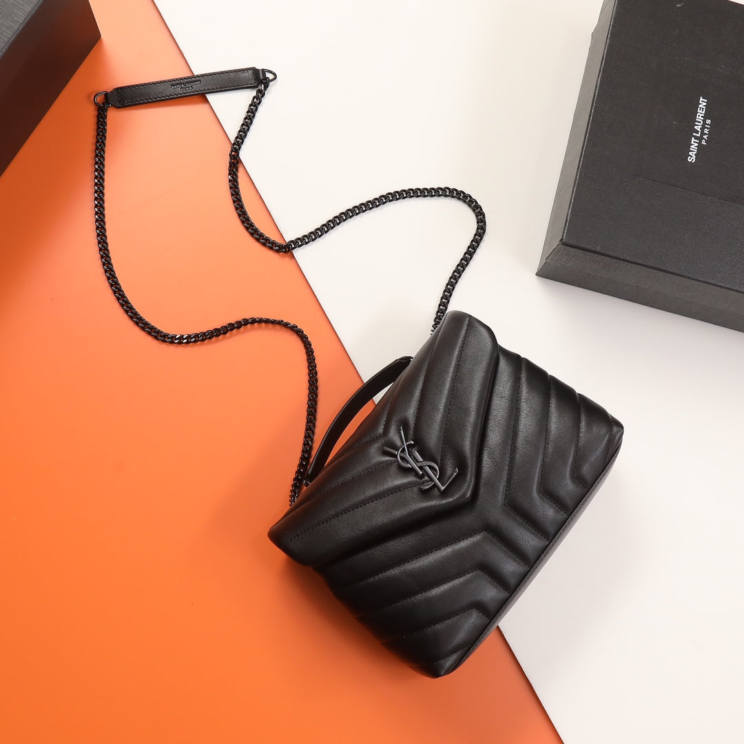Saint Laurent Loulou Toy Bag in Black Quilted Leather with Black Hardware