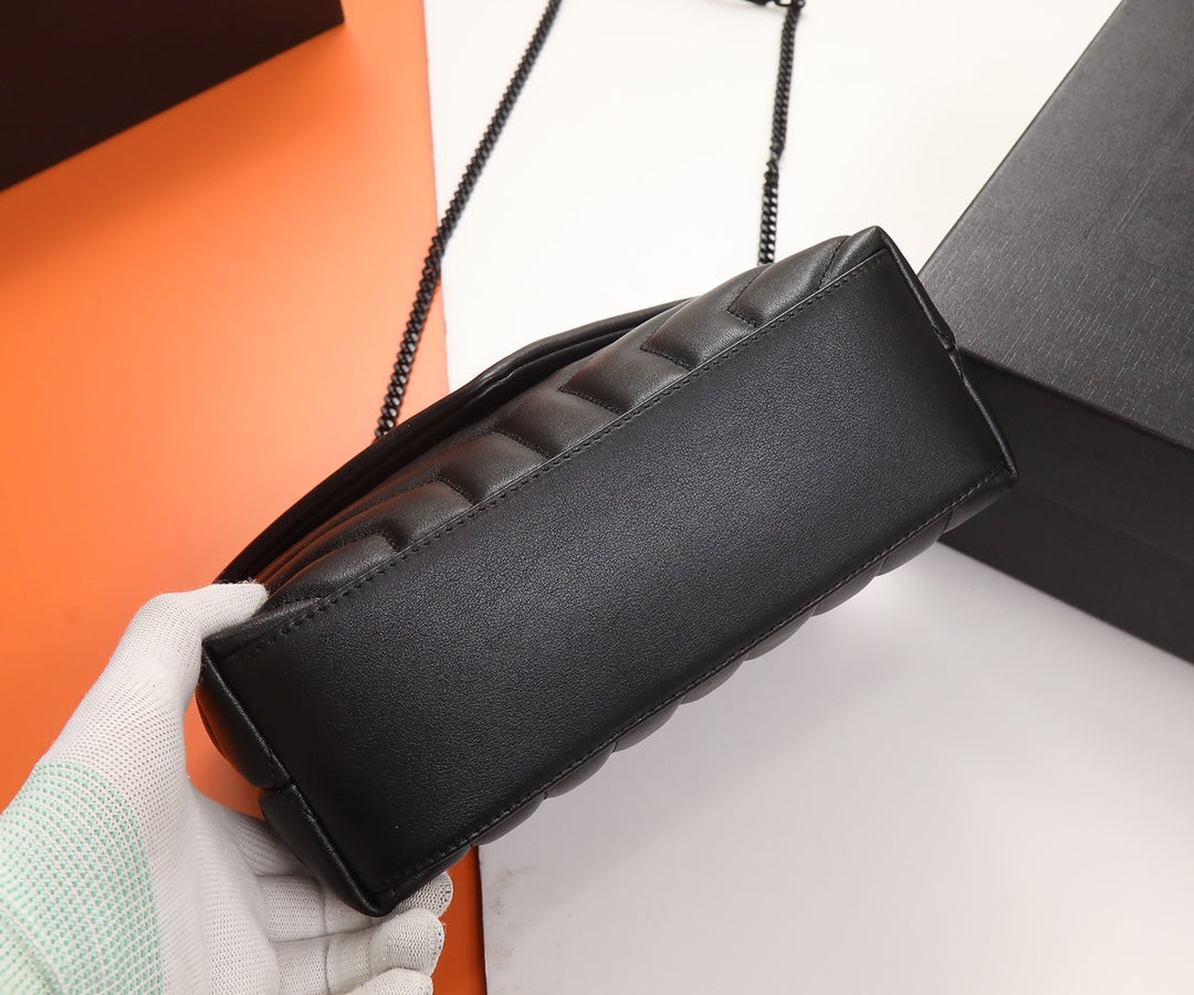 Saint Laurent Loulou Toy Bag in Black Quilted Leather with Black Hardware