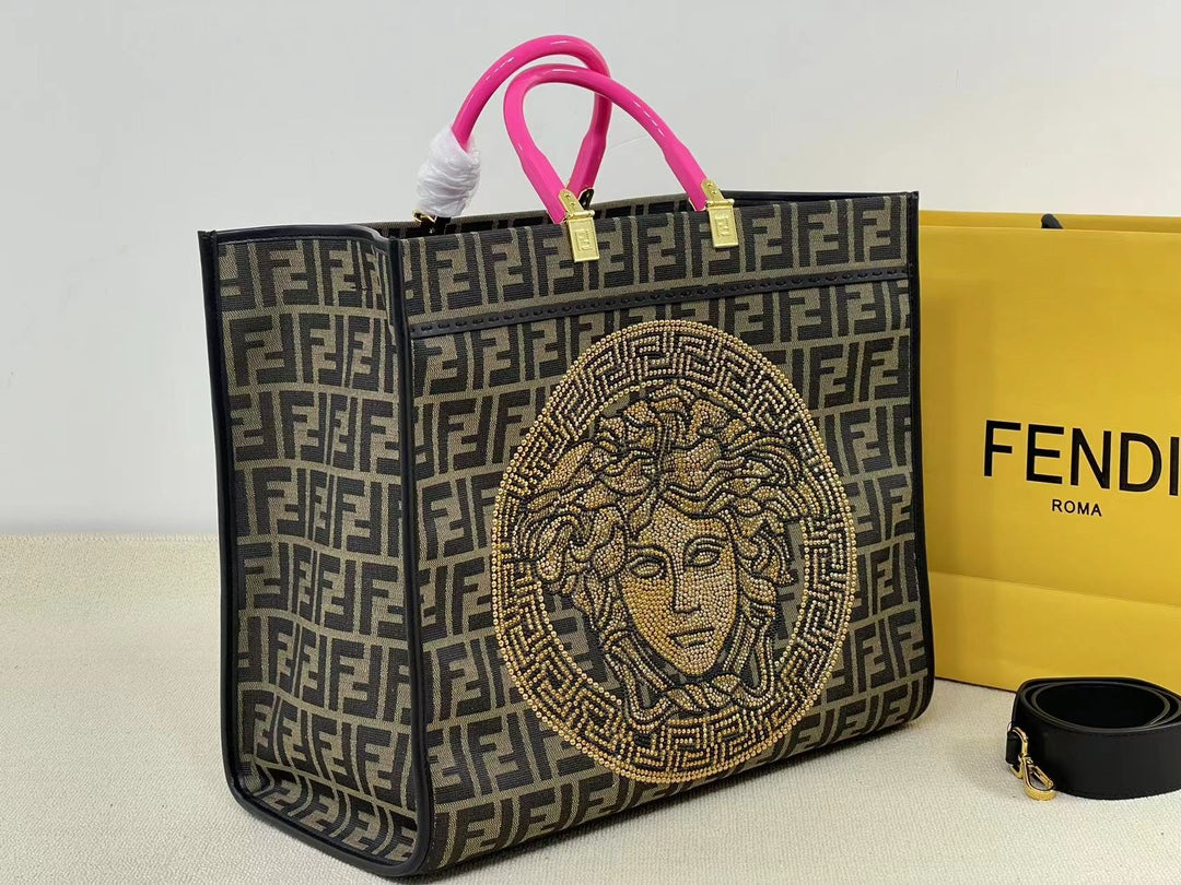 Fendace Fendi x Versace Sunshine Shopper Tote Bag - FF Monogram Medusa