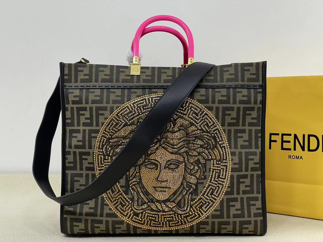 Fendace Fendi x Versace Sunshine Shopper Tote Bag - FF Monogram Medusa