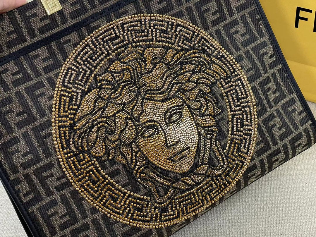 Fendace Fendi x Versace Sunshine Shopper Tote Bag - FF Monogram Medusa